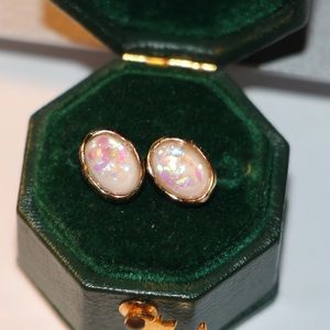 Fake Opal Oval Earrings